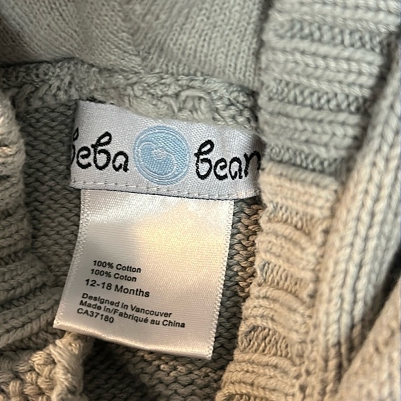 Beba Bean White Knit Baby Cardigan Sweater/hoodie - Picture 2 of 6
